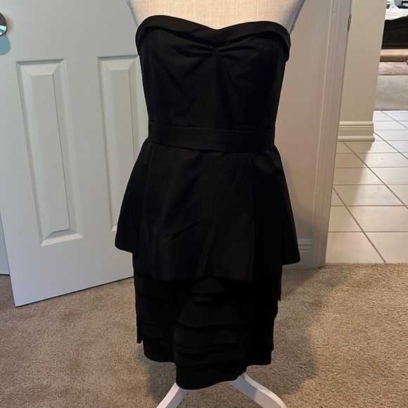 bcbg strapless black dress Sheer Volume Strapless Dress Black / 6